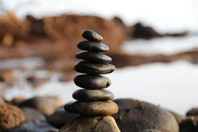 Pile of rocks that demonstrate zen when practicing financial mindfulness.